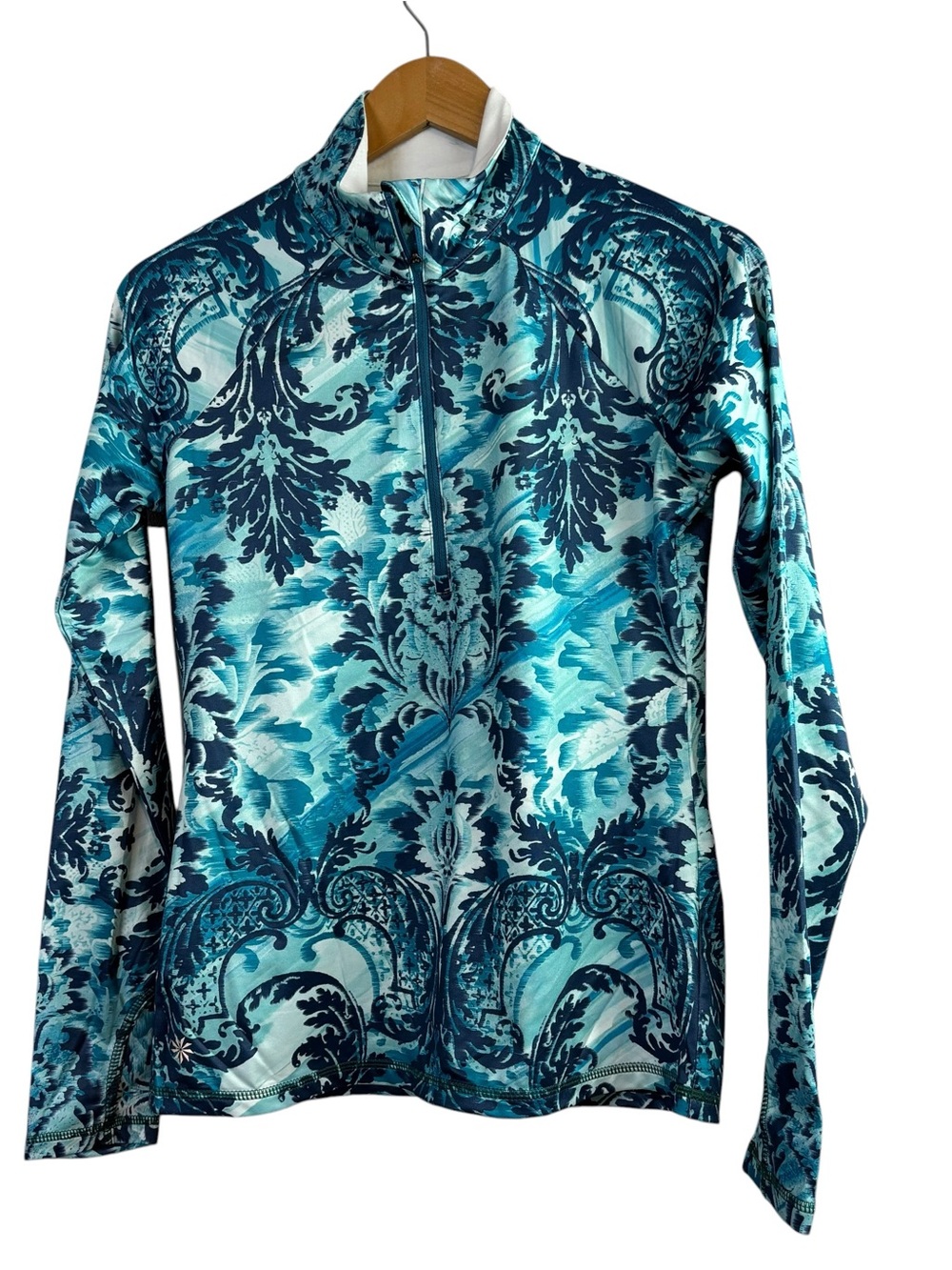 Athleta Sierra Thermal Floral Haze half Zip pullover women’s size M.